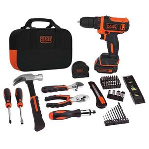 Parafusadeira/furadeira a bateria litio 8v com 54 acessórios + bolsa ldx172pk bivolt black&decker