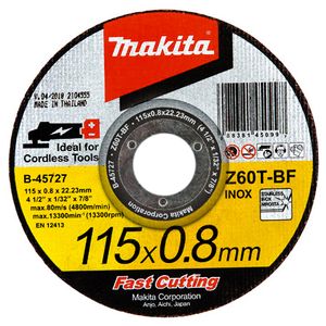 Disco de corte com depressão 4.1/2 X 0.8 X 7/8 (diâmetro 115mm) makita