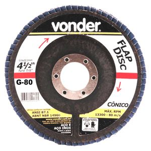 Flap disc 4.1/2 G-80 costado de fibra curvo - vonder