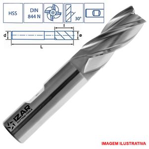 Fresa de topo 4 cortes 8.5Mm aço rápido din844 izar