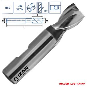 Fresa de topo 2 cortes 20.0Mm aço rápido din327 izar