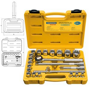 Jogo de soquete 1/2" 22 peças 43600/022 tramontina master