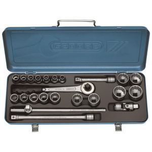 Jogo soquete estriado 3/8-1.1/4 1/2" D19 tpz gedore