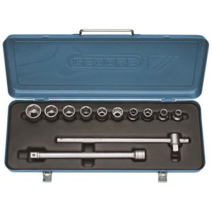 Jogo soquete sextavado 3/8-1" 1/2" 19 np gedore
