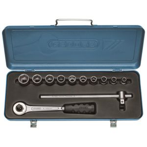 Jogo soquete sextavado 10-22 mm 1/2" 19 lmz gedore