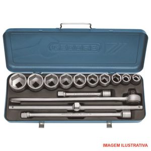 Jogo soquete sextavado 22-50 mm / enc. 3/4" / Ref. 32 Emz gedore