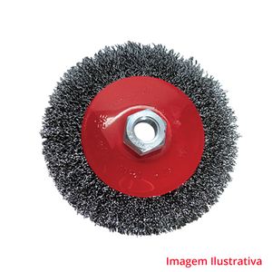 Escova de aço carbono circular, 125 mm, rosca m14//mtx
