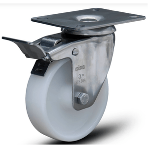 Rodizio giratório com placa e freio inox 3" glp f312bp - colson