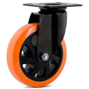 Rodizio giratório com placa 4" linha black poliuretano (pu) - colson