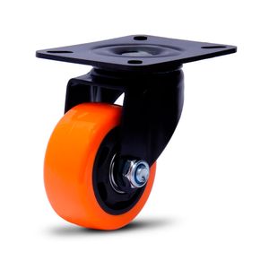Rodizio giratorio preto com placa 3" PU capacidade até 70 Kg - Colson