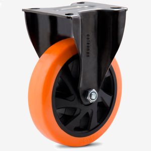 Rodizio fixo com placa 5" linha black poliuretano (pu) - colson