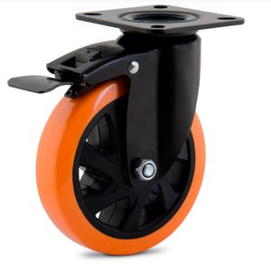 Rodizio giratório com placa e freio 6" linha black poliuretano (pu) - colson