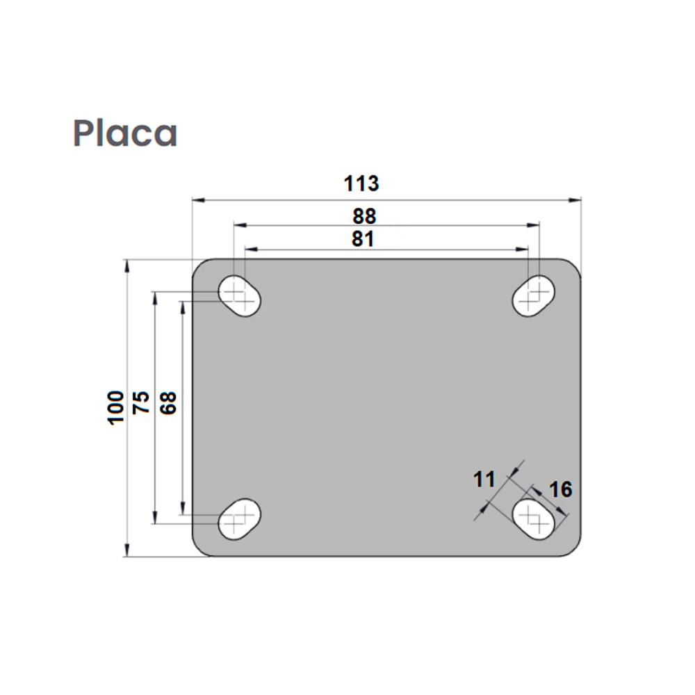 Rodízio fixo com placa 4