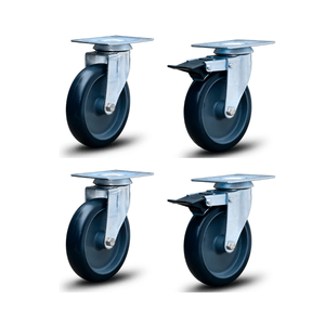 Kit com 4 Rodizios Giratório 5'' 2 c/ Freio 2 s/Freio 225kg - Colson