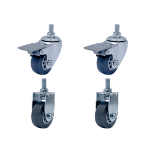 Kit com 4 Rodizios 2'' c/ Parafuso 2 Fixo 2 Giro Freio 135 kg - Colson