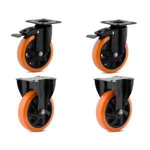 Kit com 4 Rodizios 4'' Preto 2 Fixo 2 Giratório c/Freio 420kg Colson