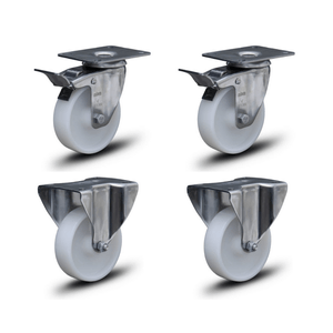 Kit com 4 Rodizios 5'' 2 Fixo  2 Giratório c/Freio Inox 510kg Colson