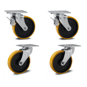 Kit com 4 Rodizios Giratório 6'' 2 c/Freio 2 s/Freio PU 900kg Colson