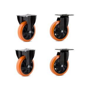 Kit com 4 Rodizios 6'' Preto 2 Fixo 2 Giratório s/ Freio 600kg Colson