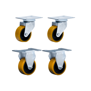 Kit com 4 Rodizios PU 2 Fixo + 2 Giratório 3" p/ 510 kg Colson