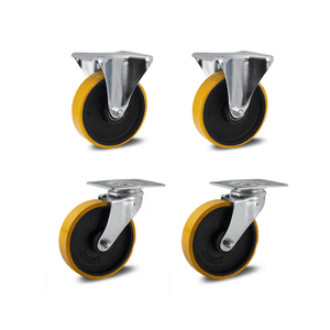 Kit com 4 Rodizios 5'' 2 Fixo + 2 Giratório s/ Freio PU 900kg Colson