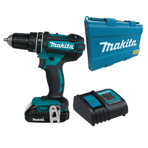 Combo a Bateria com Maleta Makita Parafusadeira / Furadeira de Impacto DHP482 + Bateria e Carregador 18V bivolt