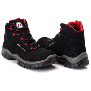 Bota de Segurança em Microfibra Energy Audi Preto e Vermelho EN10071S2 - CA 44558 - Estival