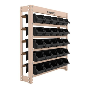 Kit estante Gaveteiro Organizador com 25 gavetas bin n. 3 preta 93003 - Presto