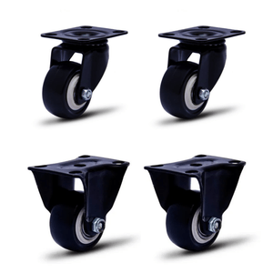 Kit com 4 Rodizios 2'' Preto 2 Fixo 2 Giratório s/ Freio 90kg Colson