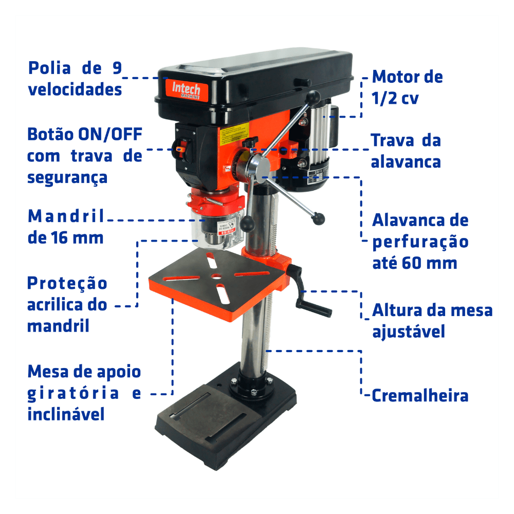 Furadeira de bancada 1/2hp (5/8
