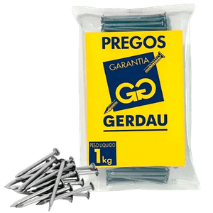 Prego com cabeça 18 x 24 gerdau - pacote com 1 kg