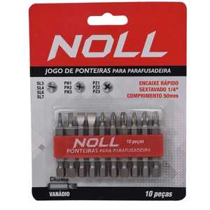 Jogo de Bits Sextavado com 10 Peças 1/4 437,0022 - Noll