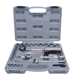 Kit de soquetes 1/4 e 1/2 com catraca e caixa plástica 31 pçs - Noll