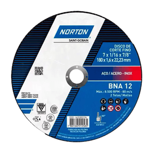 Disco de corte bna 12 reto 7" x 1/16" x 7/8" norton