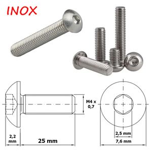 Kit Parafuso Allen Abaulada c/ Porca Inox 304 M4 x 25 - 100 Pçs