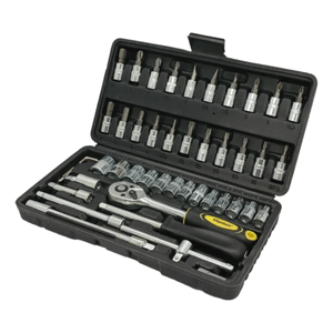 Jogo de Soquete e Bits 1/4'' 46 Peças c/catraca - Titanim Platina
