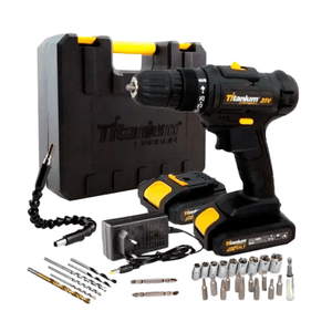 Parafusadeira Furadeira Bateria 21V Carbon + 35 Acessórios - Titanium