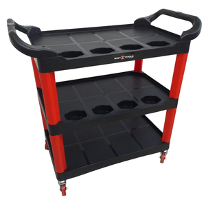 Carrinho Oficina Aberto c/ 3 Bandejas Vermelho - Sigma