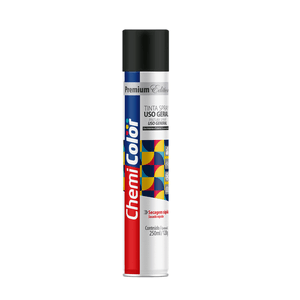 Tinta Spray Uso Geral Preto Brilhante 250ml - Chemicolor