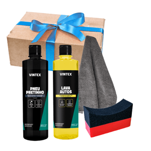 Kit Lava Autos + Pneu Pretinho + 2 Acessórios Lavagem Automotiva - Vintex