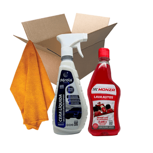 Kit de Lavagem Automotiva Lava Autos e Cera Wax Finish + 1 Toalha Microfibra