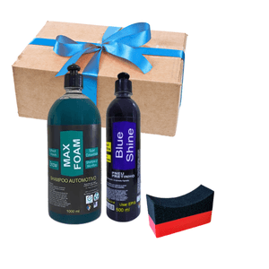 Kit Lavagem e Brilho Max Foam + Blue Shine + Aplicador de Pretinho - Monoquímica