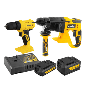 Kit Martelete Perfurador/Rompedor 18v IMV 1815 + Bateria 2Ah + Bateria 4Ah + Carregador 18v + Parafusadeira - Vonder