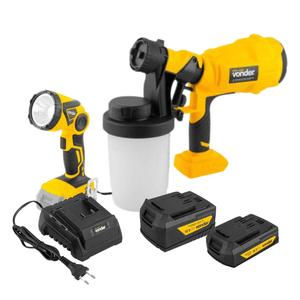 Kit Pistola de Pintura IPPV1826 + (2 Ah e 4 Ah) + Carregador Rápido + Lanterna - Vonder