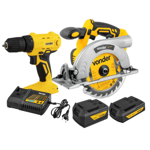 Kit Serra Circular 18v ISCV1831 + 2 Baterias (2 Ah e 4 Ah) + Carregador Rápido + Parafusadeira - Vonder