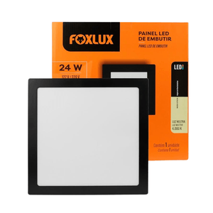 Painel de Led de Embutir Quadrado Preto 24W Bivolt - Foxlux