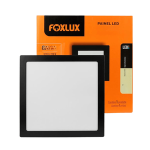 Painel de Led de Sobrepor Quadrado Preto 24W Bivolt Quente - Foxlux
