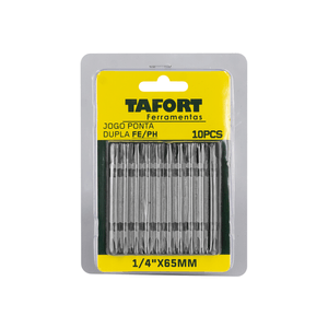 Jogo de Pontas Duplas Fenda e Phillips 1/4" x 65mm Magnéticas 10 Peças - Tafort